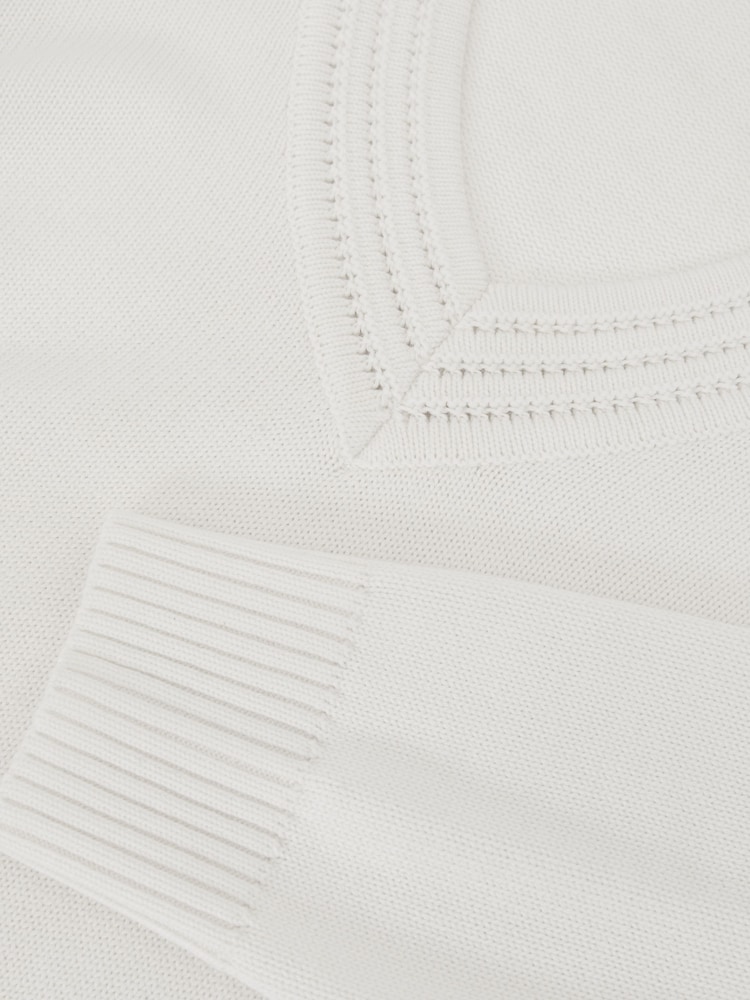 Reiss Ivory Cherish Cotton and Wool V-Neck Jumper - Image 6 of 6 Reiss Ivory Cherish Cotton and Wool V-Neck Jumper - Image 6 of 6