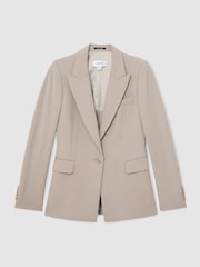Reiss Stone Neutral Gabi Tailored Single Breasted Suit Blazer - Image 2 of 9
