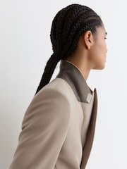 Reiss Stone Neutral Gabi Tailored Single Breasted Suit Blazer - Image 4 of 9