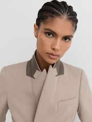 Reiss Stone Neutral Gabi Tailored Single Breasted Suit Blazer - Image 6 of 9