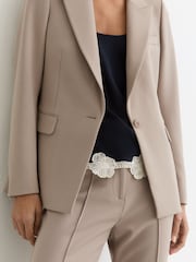 Reiss Stone Neutral Gabi Tailored Single Breasted Suit Blazer - Image 7 of 9