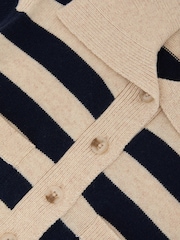 Reiss Navy Thalia 3-9 yrs Cotton-Blend Stripe Cardigan with Wool - Image 3 of 3