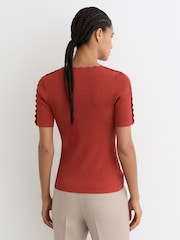 Ժանգագույն կարմիր - Reiss Marcy Scallop-Trim Rib-Knit Top - Պատկեր 6 7-ից