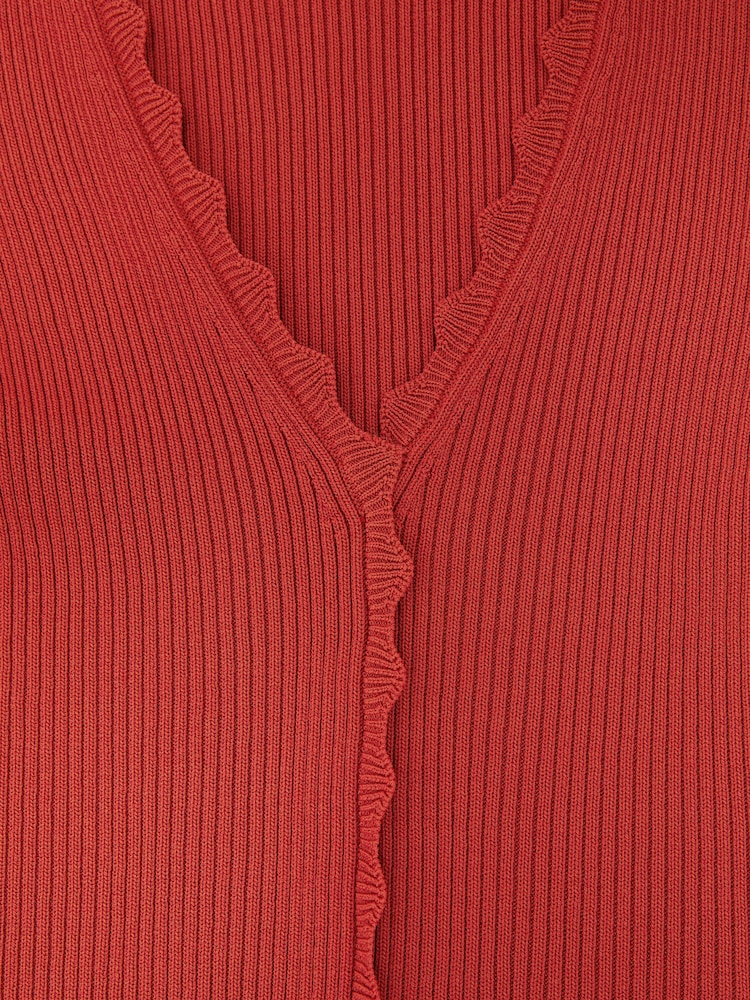 Ժանգագույն կարմիր - Reiss Marcy Scallop-Trim Rib-Knit Top - Պատկեր 7 7-ից