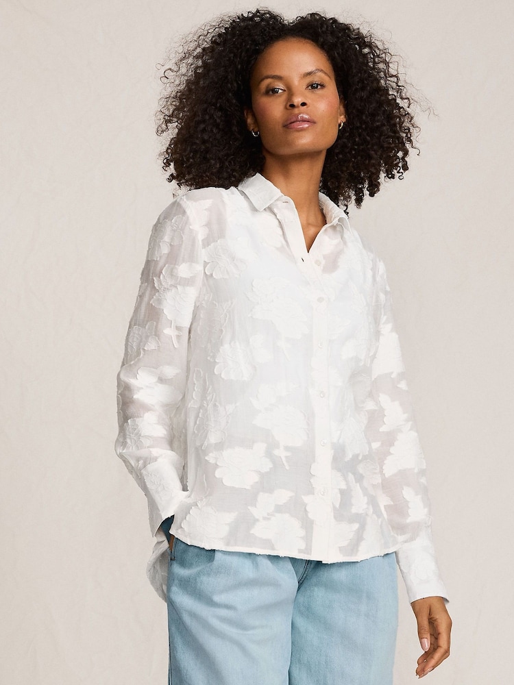 Lands' End White Button through Long Sleeve Blouse - Image 1 of 4