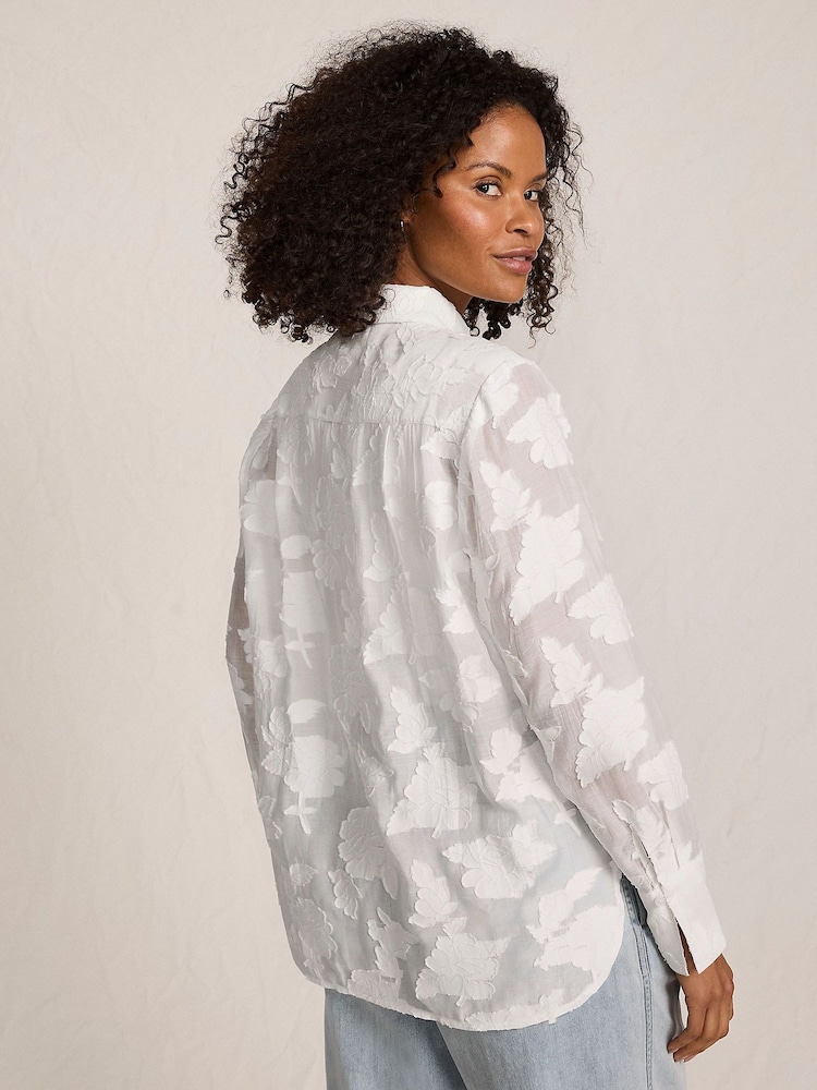 Lands' End White Button through Long Sleeve Blouse - Image 2 of 4 Lands' End White Button through Long Sleeve Blouse - Image 2 of 4