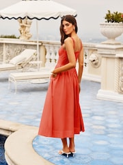 Lipsy Red Strappy Scoop Neck Waisted Full Skirt Midi Dress - Image 4 of 4