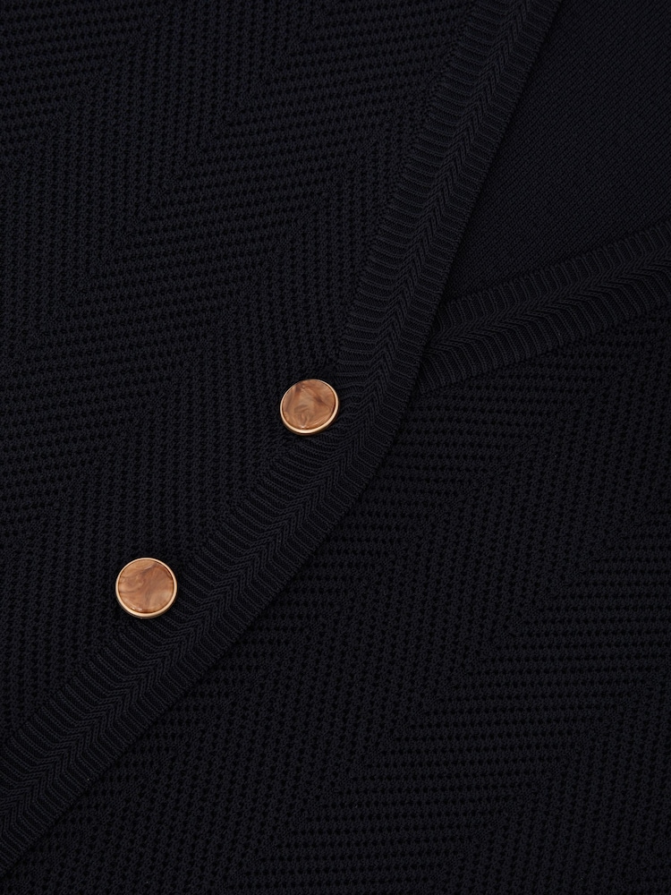 Reiss Navy Ria Textured-Knit Button-Through Waistcoat - Image 6 of 6 Reiss Navy Ria Textured-Knit Button-Through Waistcoat - Image 6 of 6