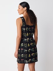 Black Floral Embroidered Mini Shift Dress - Image 3 of 8