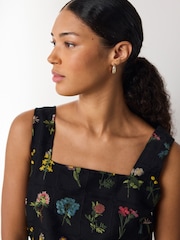 Black Floral Embroidered Mini Shift Dress - Image 5 of 8