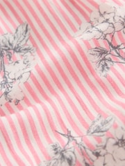 Pink Floral Stripe Scallop Sleeve Edge Wrap Midi Dress - Image 3 of 3