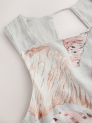 Ecru/Blue Shell Print National Trust x Next - Linen Rich Square Neck Shift Mini Dress - Imagen 8 de 8