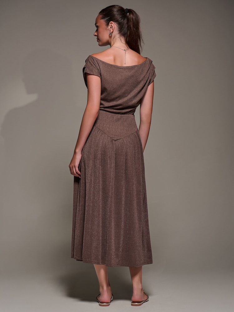 Jolie Moi Brown Asymmetric Neckline Midaxi Dress - Image 2 of 6