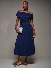 Jolie Moi Blue Asymmetric Neckline Midaxi Dress - Image 5 of 6
