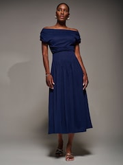 Jolie Moi Blue Asymmetric Neckline Midaxi Dress - Image 6 of 6