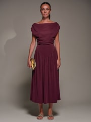 Jolie Moi Red Asymmetric Neckline Midaxi Dress - Image 1 of 6