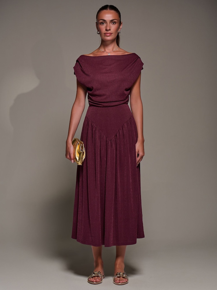 Jolie Moi Red Asymmetric Neckline Midaxi Dress - Image 1 of 6 Jolie Moi Red Asymmetric Neckline Midaxi Dress - Image 1 of 6