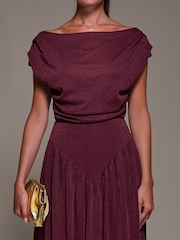 Jolie Moi Red Asymmetric Neckline Midaxi Dress - Image 3 of 6