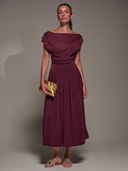 Jolie Moi Red Asymmetric Neckline Midaxi Dress - Image 6 of 6