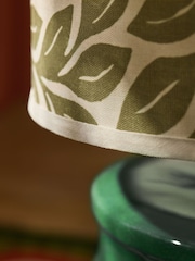 Lia Gold x Next Green/Ecru Leaf Print Ribbed Ceramic Base Floor Lamp - Image 4 of 6
