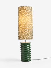 Lia Gold x Next Green/Ecru Leaf Print Ribbed Ceramic Base Floor Lamp - Image 5 of 6