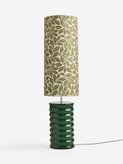 Lia Gold x Next Green/Ecru Leaf Print Ribbed Ceramic Base Floor Lamp - Image 6 of 6