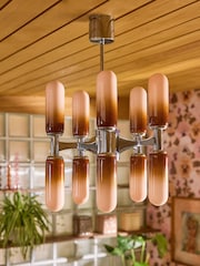 Poodle & Blonde Chrome Ombre Glass Chandelier Ceiling Light - Image 2 of 4