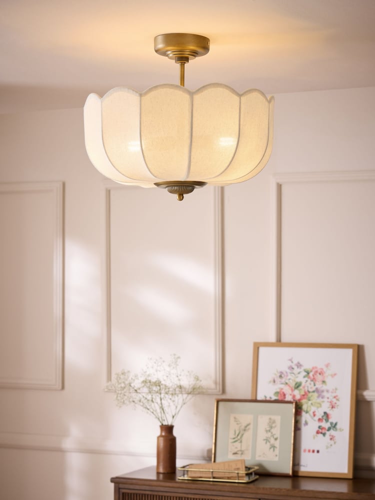 Laura Ashley Cream Pickwell Flush Fitting Ceiling Light - Image 1 of 6