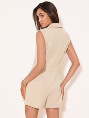 Lipsy White Military Button Sleeveless Playsuit - Image 4 of 4