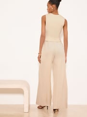 Lipsy Linen Look Tie Front Sleeveless Jumpsuit - Imagen 3 de 4