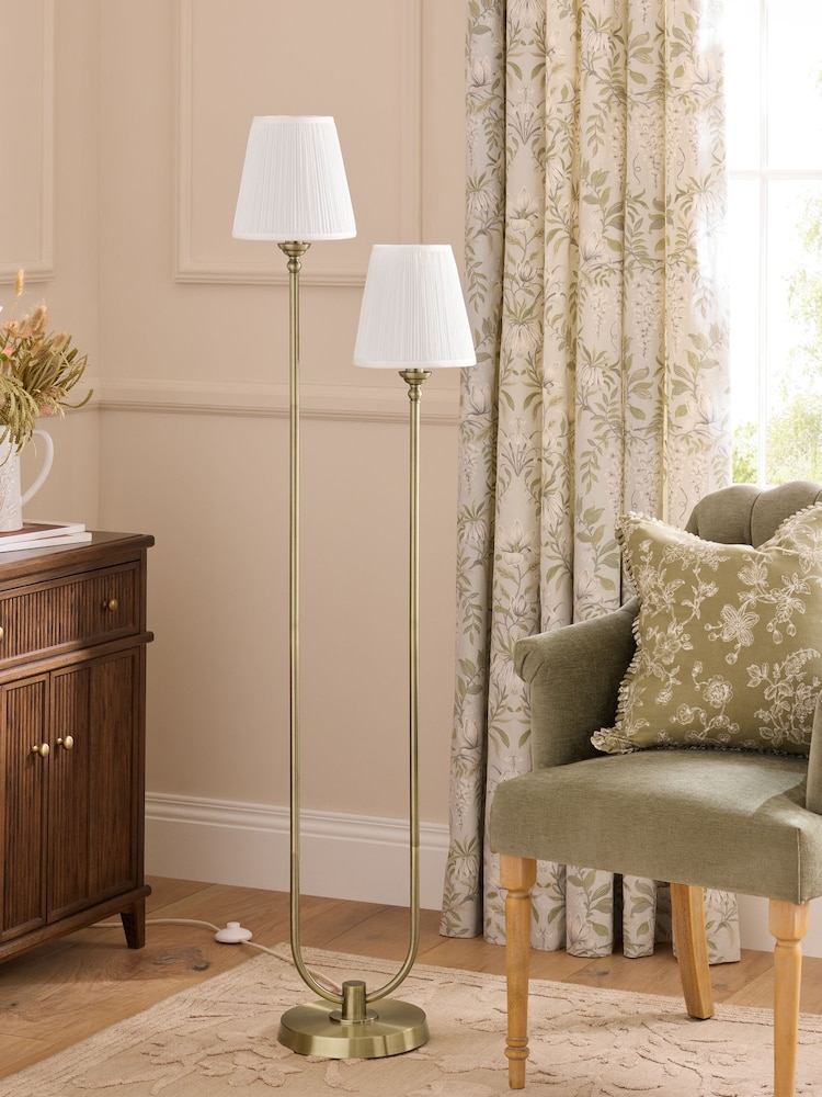 Laura Ashley Brass Newenden Double Floor Lamp - Image 2 of 6