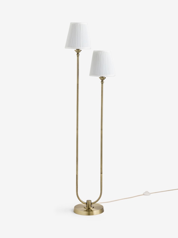 Laura Ashley Brass Newenden Double Floor Lamp - Image 6 of 6