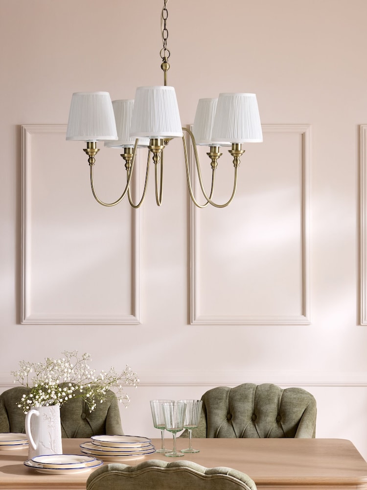 Laura Ashley Brass Newenden Double Chandelier Ceiling Light - Image 2 of 6