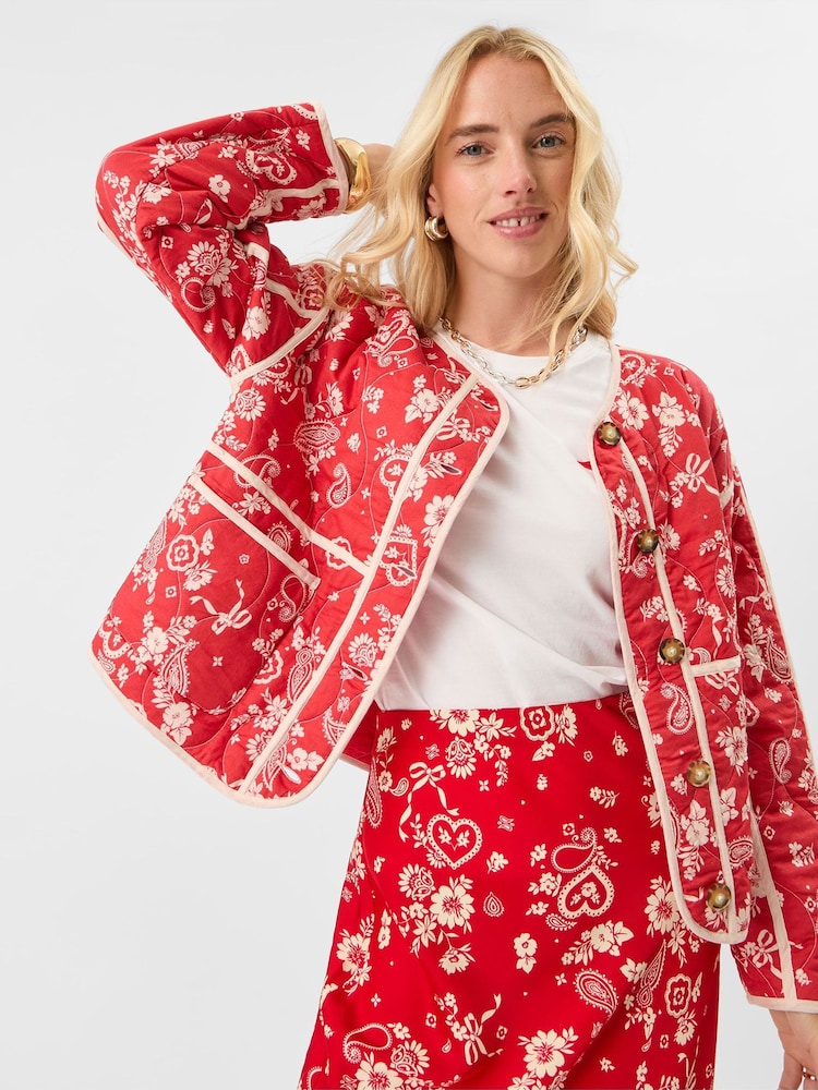 Accessorize Red Paisley Heart Quilted Jacket - Image 1 of 5 Accessorize Red Paisley Heart Quilted Jacket - Image 1 of 5