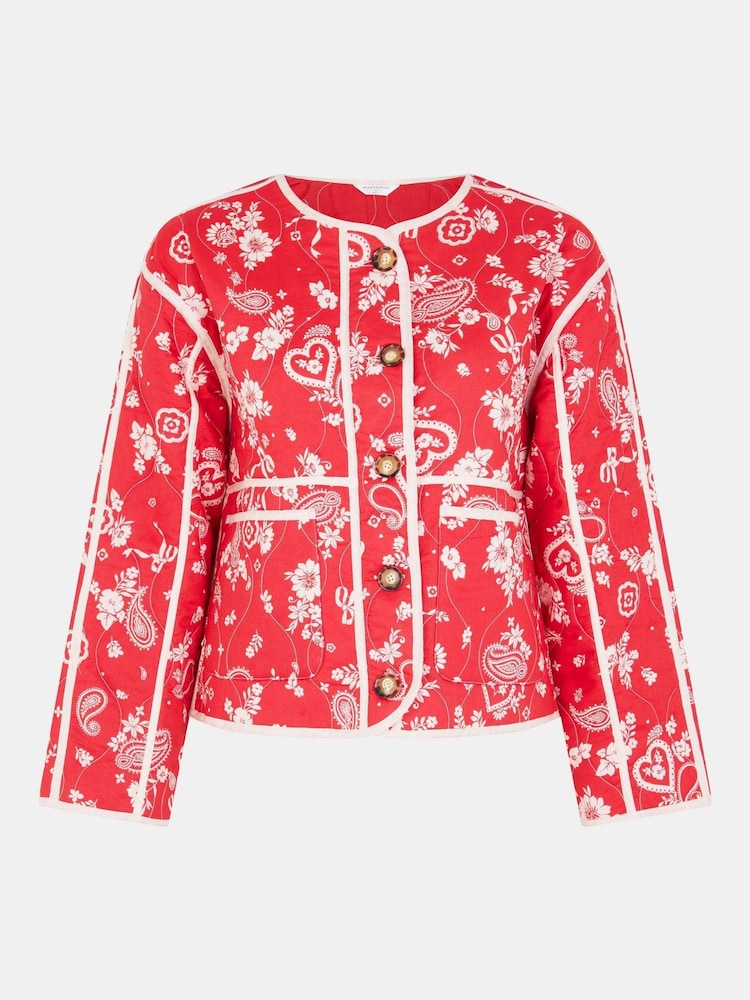 Accessorize Red Paisley Heart Quilted Jacket - Image 5 of 5 Accessorize Red Paisley Heart Quilted Jacket - Image 5 of 5