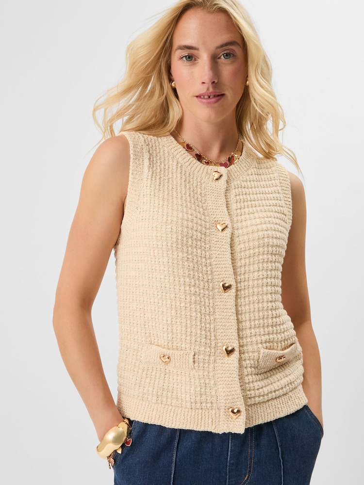 Accessorize Natural Heart Button Knit Waistcoat - Image 1 of 5