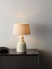 The Set 2 Pack Cream Textured Ceramic Table Lamp - Image 2 of 5