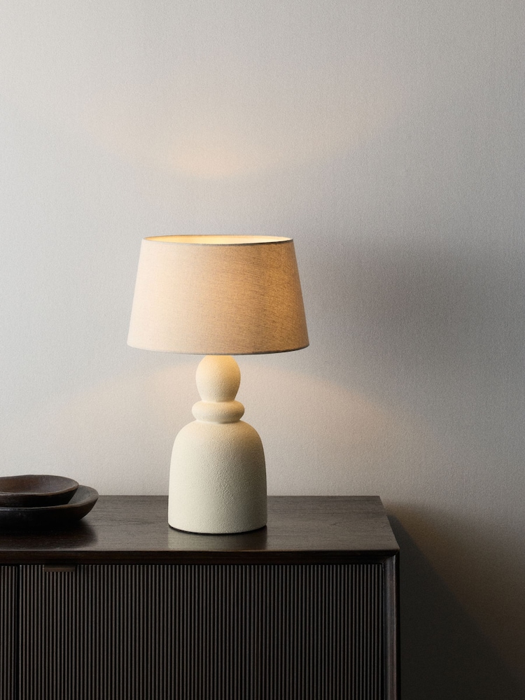 The Set 2 Pack Cream Textured Ceramic Table Lamp - Image 2 of 5 The Set 2 Pack Cream Textured Ceramic Table Lamp - Image 2 of 5
