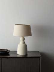 The Set 2 Pack Cream Textured Ceramic Table Lamp - Image 3 of 5