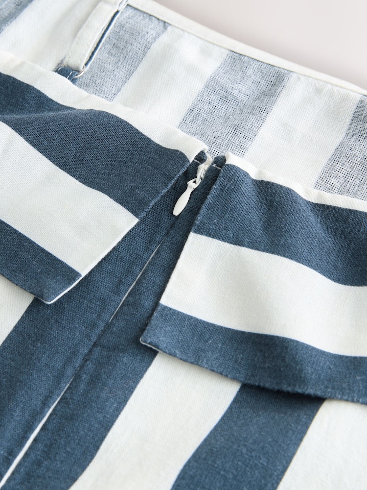 Stripeពណ៌ខៀវ/ស - Strappy Foldover Mini Summer Dress - រូបភាព 2 នៃ 3