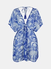 Accessorize Blue Palm Print Mini Kaftan - Image 4 of 4