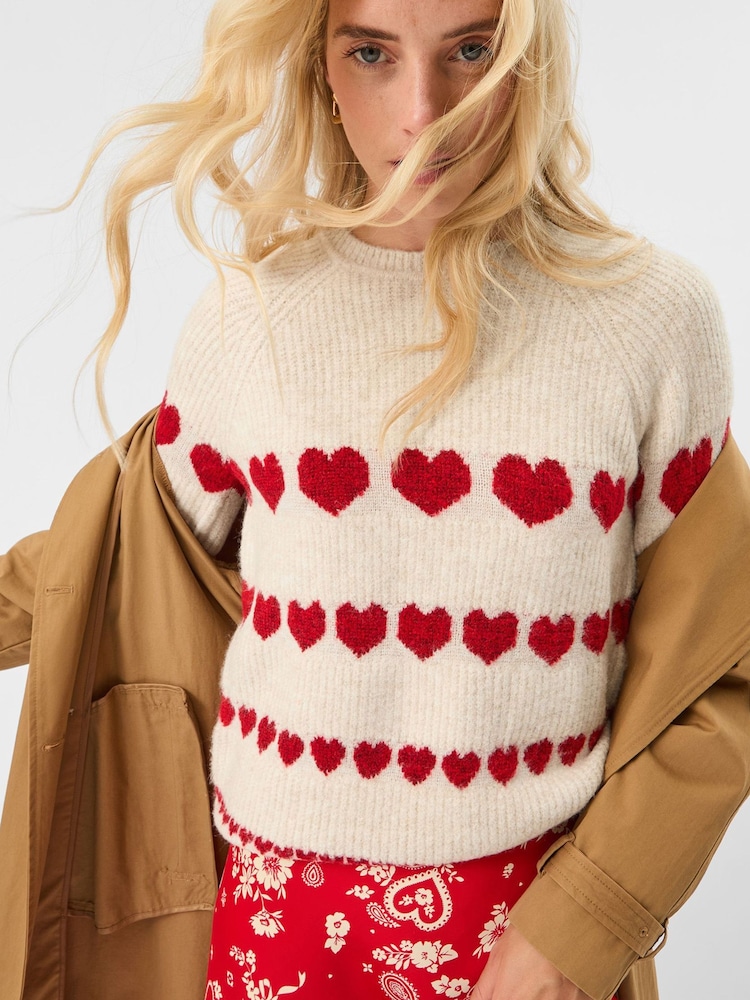 Accessorize Cream Heart Print Jumper - Image 1 of 5 Accessorize Cream Heart Print Jumper - Image 1 of 5