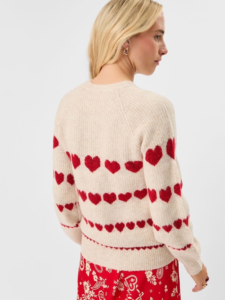 Accessorize Cream Heart Print Jumper - Image 2 of 5 Accessorize Cream Heart Print Jumper - Image 2 of 5