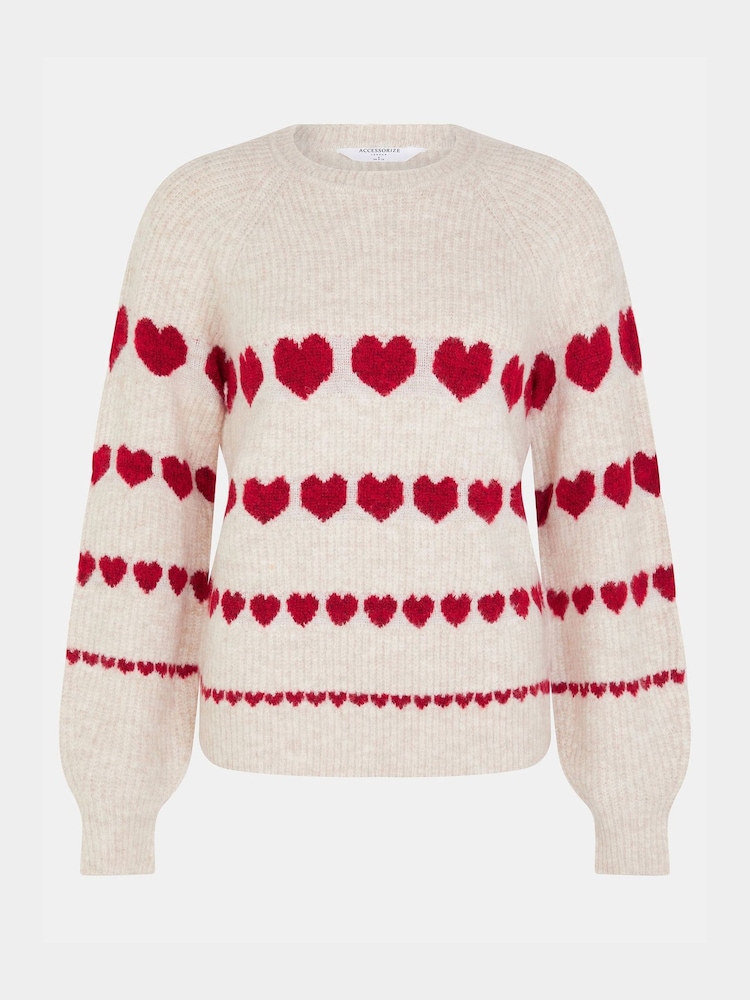 Accessorize Cream Heart Print Jumper - Image 5 of 5 Accessorize Cream Heart Print Jumper - Image 5 of 5