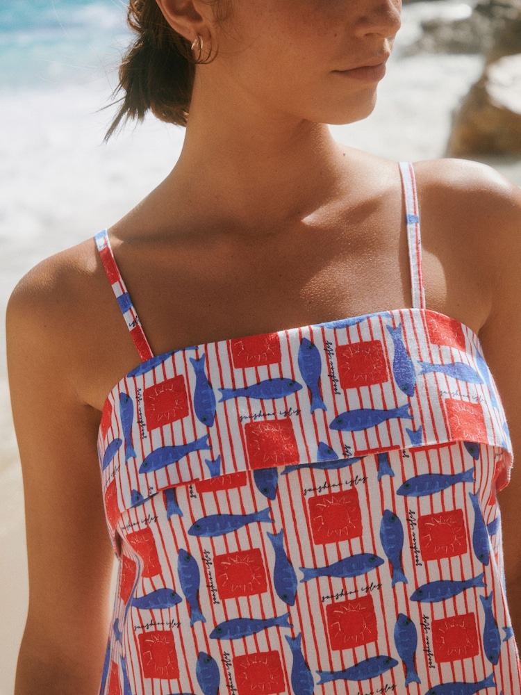 red fish top dress Fish Top Linen Blend Maxi Dress