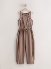 Chocolate Brown Square Neck Barrel Leg Jumpsuit - Image 5 of 8