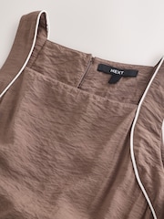 Chocolate Brown Square Neck Barrel Leg Jumpsuit - Image 6 of 8