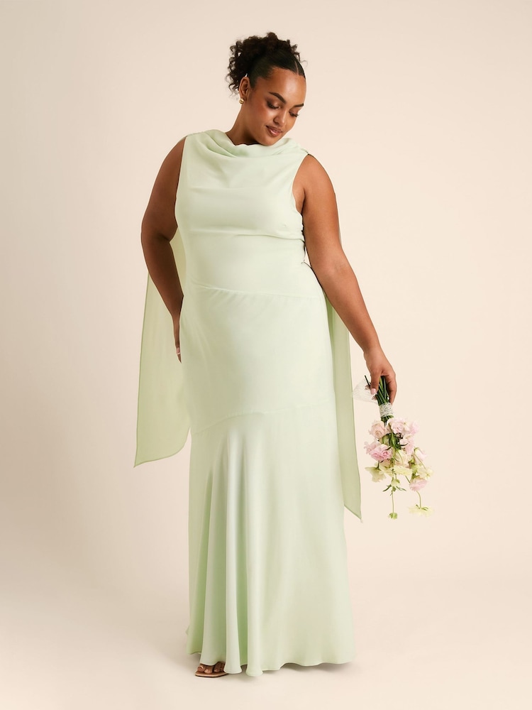 Buy Six Stories Green High Cowl Neck Drape Crepe Bridesmaid Dress from Next  USA
