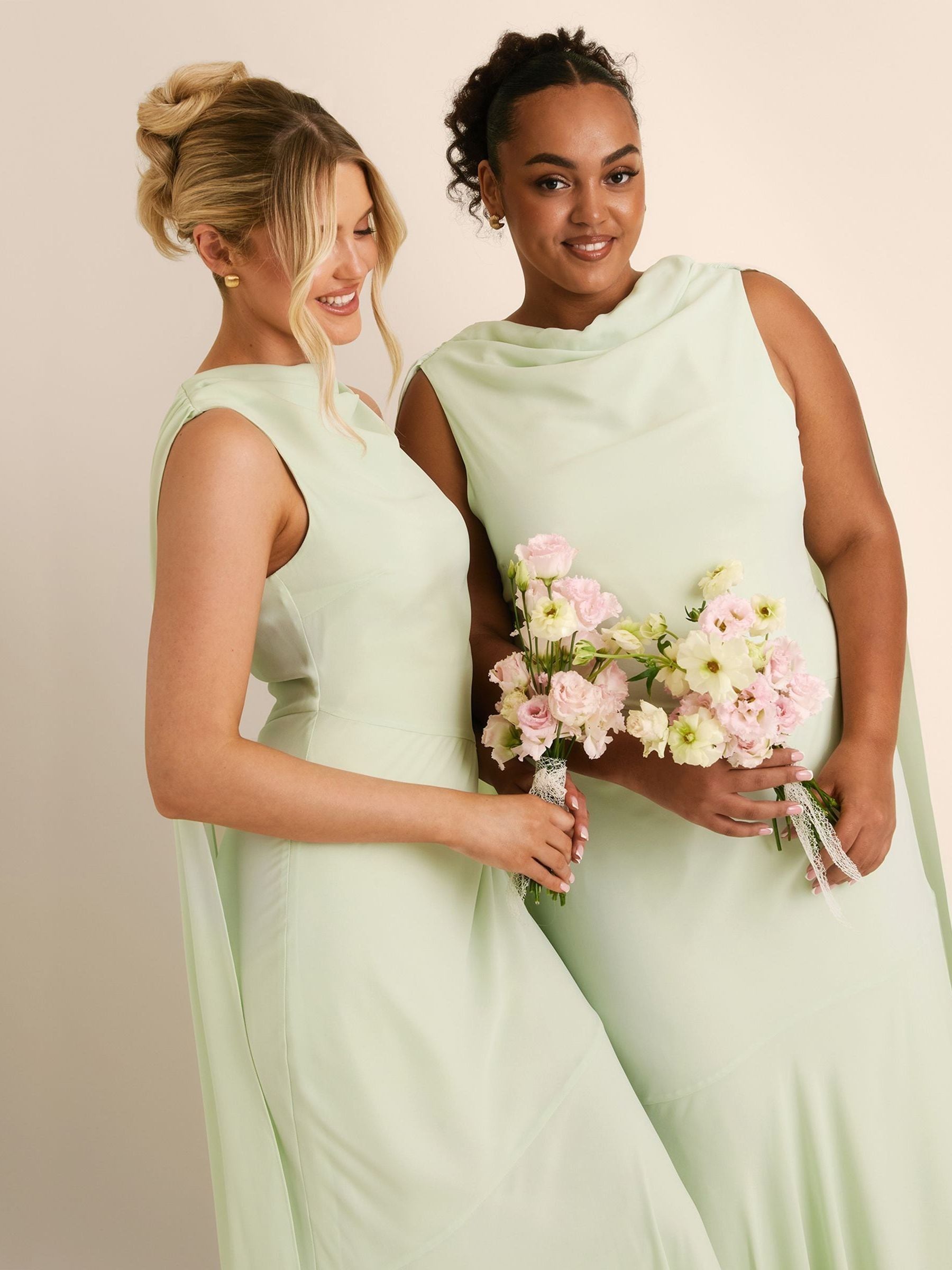 Buy Six Stories Green High Cowl Neck Drape Crepe Bridesmaid Dress from Next USA Buy Six Stories Green High Cowl Neck Drape Crepe Bridesmaid Dress from Next USA
