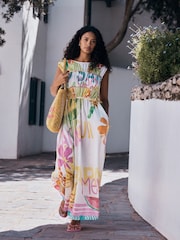 Multi Print Tie Side Midi Summer Dress - Image 1 of 4